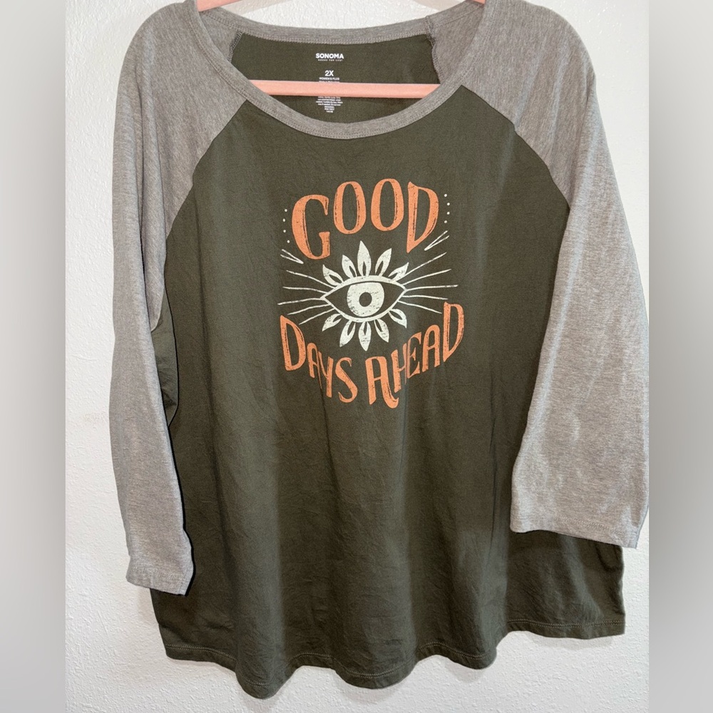 Sonoma Olive and Gray Women's Plus Shirt